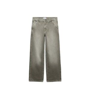 ZARA TRF CARPENTER MID RISE JEANS DUSTY KHAKI SIZE 12 | 6688/013